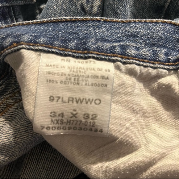 Men’s Distressed Wrangler Straight Leg Blue Jeans, Size W34 L32 - Picture 5 of 8